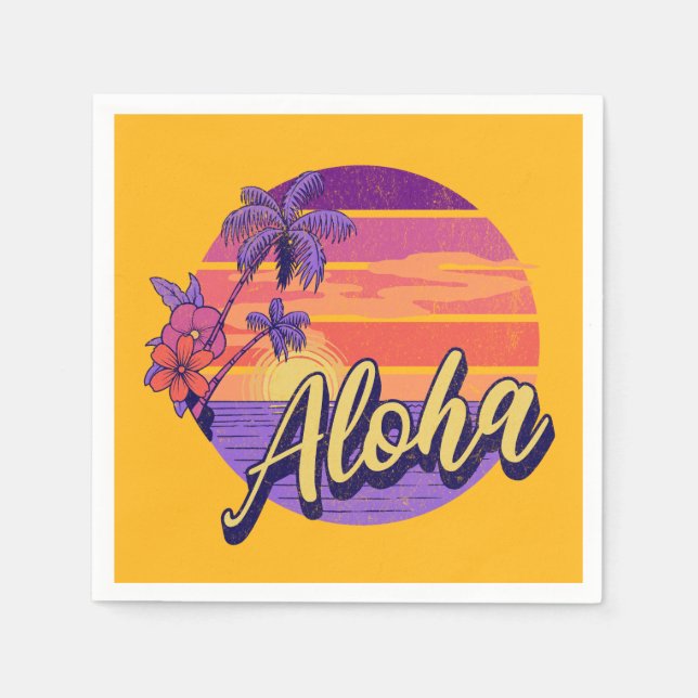 Retro stil "Aloha"-textdesign Pappersservett (Framsidan)
