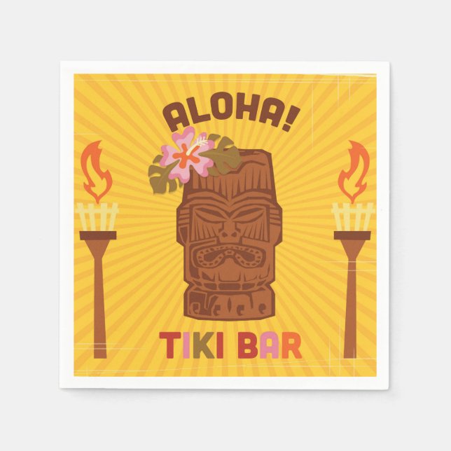 Retro Stil Aloha Tiki Pub Pappersservett (Framsidan)