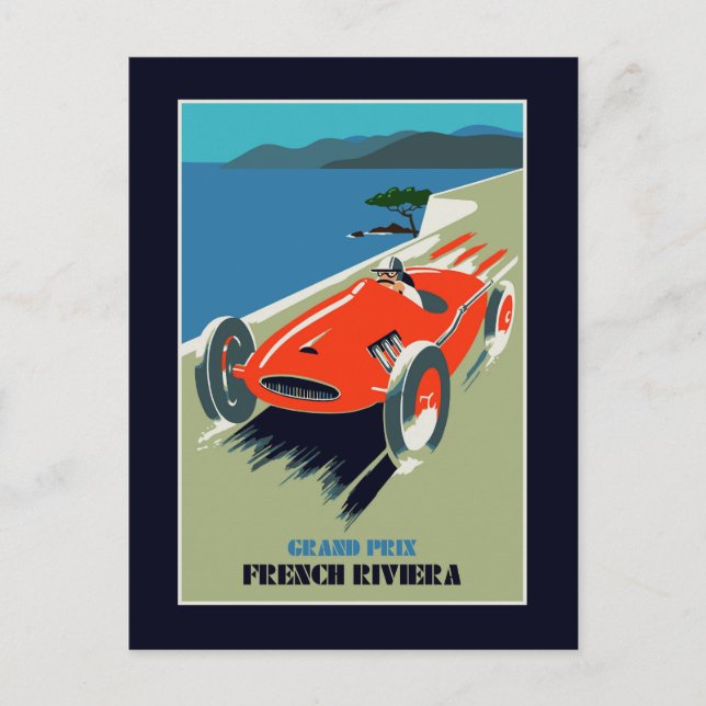 Retro stil auto Grand Prix Rivièra Vykort (Framsida)
