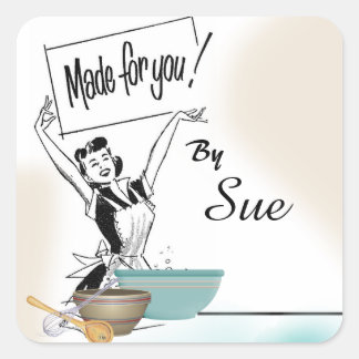 Retro Stil Baking Stickers Fyrkantigt Klistermärke