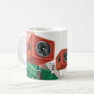 Retro-stil bärbara radio-kassettspelare kaffemugg