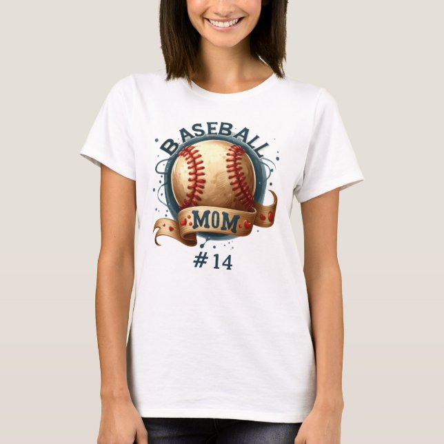 Retro Stil Baseball Mamma Personlig T Shirt (Framsida)