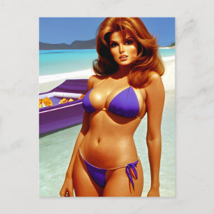 Retro Stil Bikini Modell Postkort Vykort