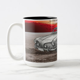 Retro Stil Bil Illustration Mugg