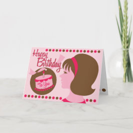 Retro Stil Birthday Girl - Greeting Card Kort