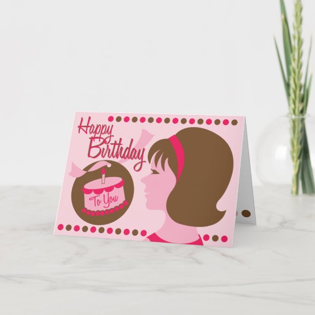 Retro Stil Birthday Girl - Greeting Card Kort (Framsida)