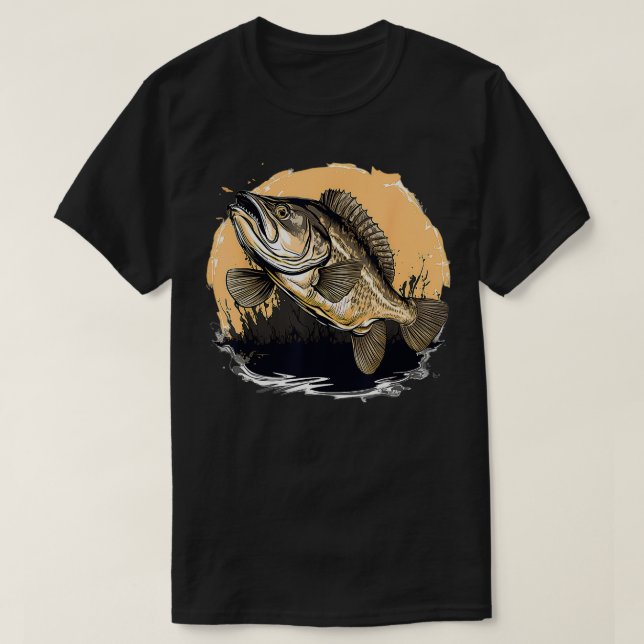 Retro Stil Black Drum Fish T Shirt (Design framsida)