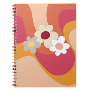 Retro stil blommor och vinkara anteckningsbok