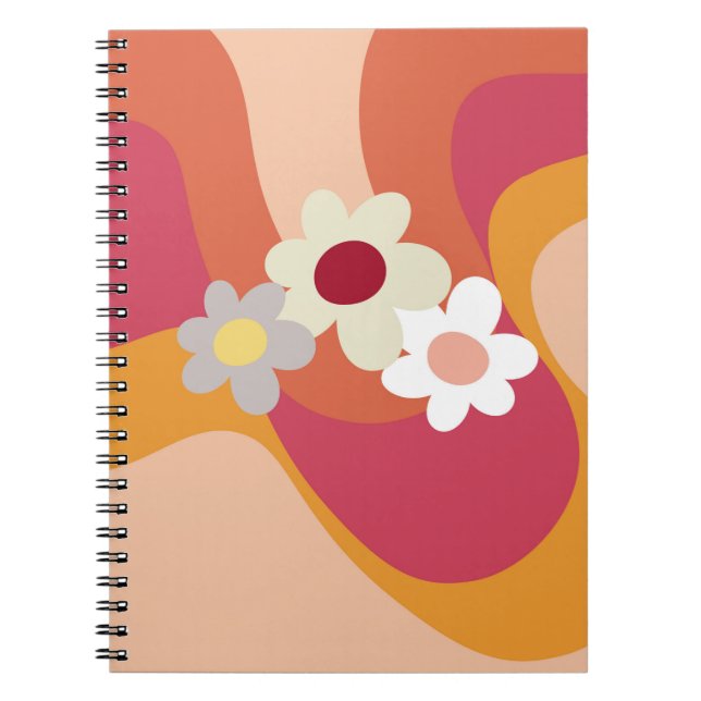 Retro stil blommor och vinkara anteckningsbok (Framsidan)