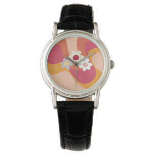Retro stil blommor och vinkara armbandsur