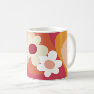 Retro stil blommor och vinkara kaffemugg