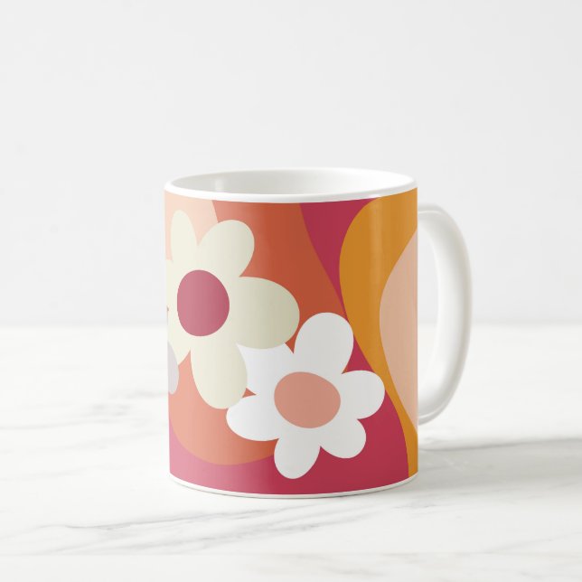 Retro stil blommor och vinkara kaffemugg (Framsida höger)