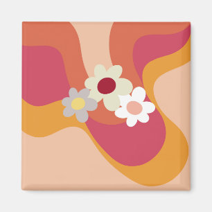 Retro stil blommor och vinkara magnet