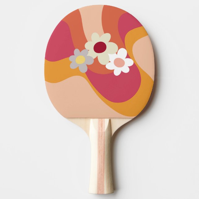 Retro stil blommor och vinkara pingisracket (Framsidan)