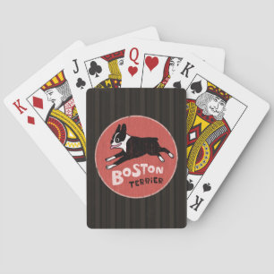 Retro Stil Boston Terrier Jumping Hund Spelkort