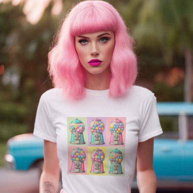 Retro Stil Bubblegum Maskiner T Shirt (Skapare uppladdad)