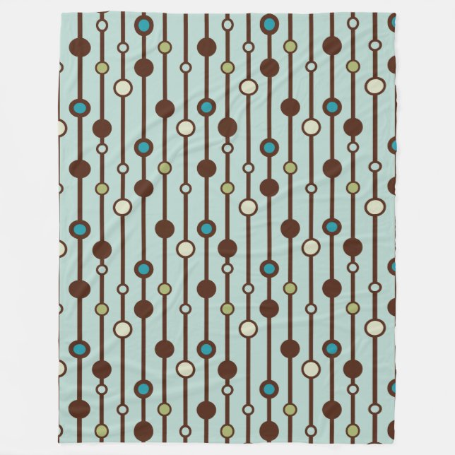 Retro Stil Circles och Linjer Aqua Tan Brown Fleecefilt (Framsidan)