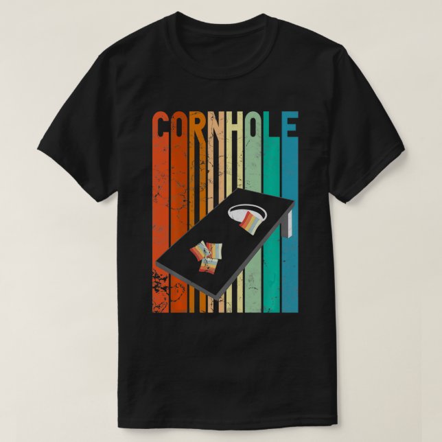 Retro stil Cornhole-spelpresenten Funny Cornhol T Shirt (Design framsida)