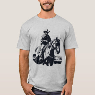 Retro Stil Cowboyman på Horse T Shirt