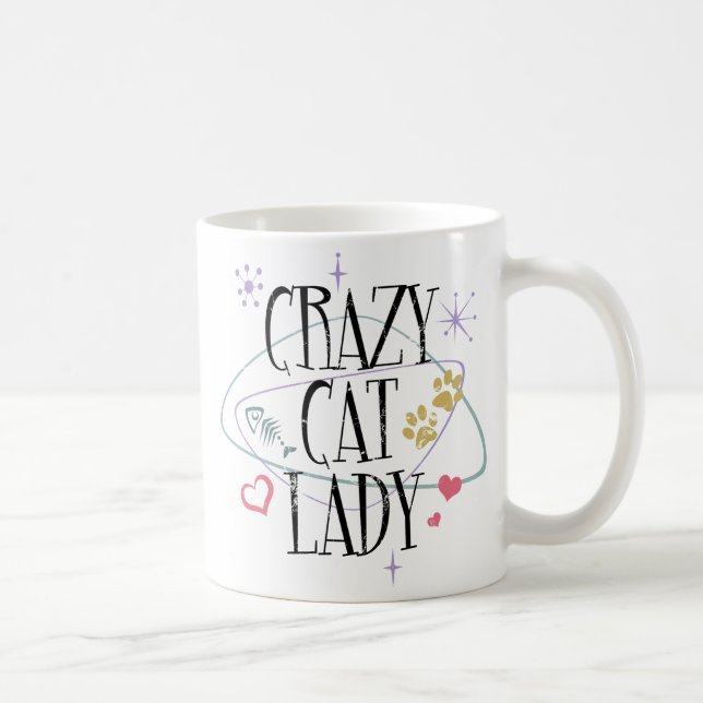 Retro Stil Crazy Cat Dam Mugg (Höger)