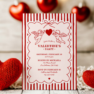 Retro Stil Cupid Krafsktillskrifter Alla Hjärtans Inbjudningar