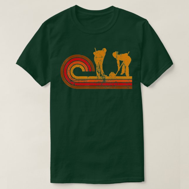 Retro Stil Curlers Silhouette Curling-gigapixel- T Shirt (Design framsida)