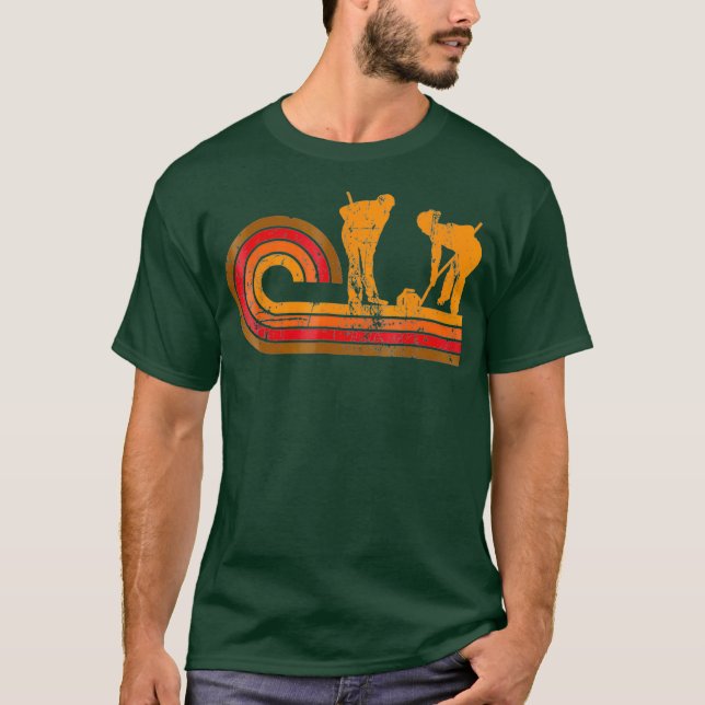 Retro Stil Curlers Silhouette Curling T Shirt (Framsida)