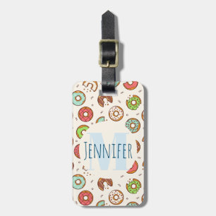 Retro Stil Cute Colorful Donut Mönster Monogram Bagagebricka
