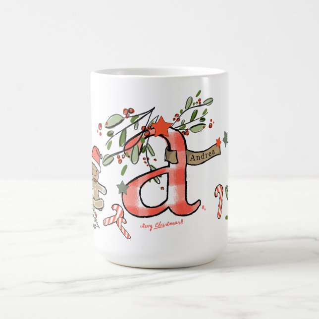 Retro Stil Cute Jul Monogram A med Namn Kaffemugg (Center)
