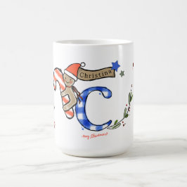 Retro Stil Cute Jul Monogram C med Namn Kaffemugg