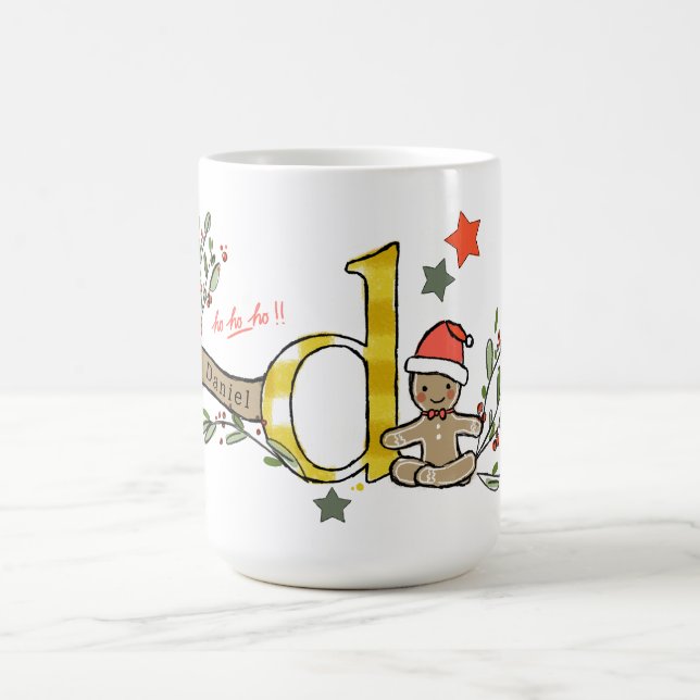 Retro Stil Cute Jul Monogram D med Namn Kaffemugg (Center)