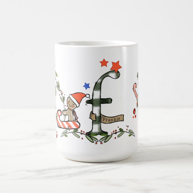 Retro Stil Cute Jul Monogram F med Namn Kaffemugg (Center)