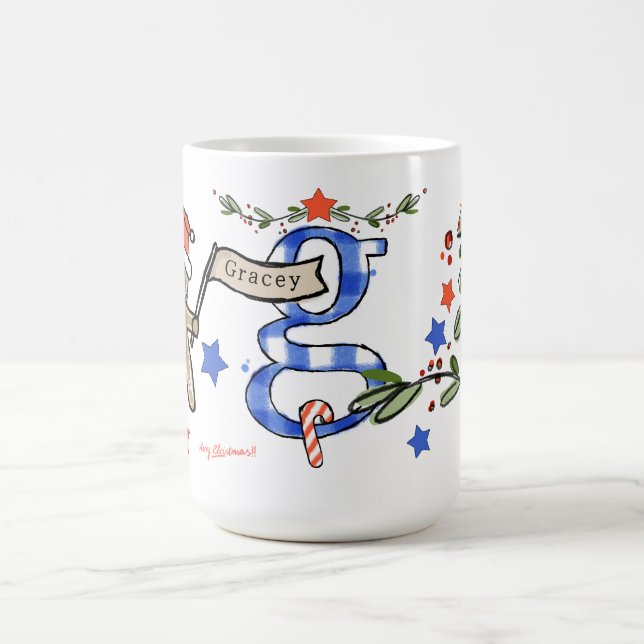 Retro Stil Cute Jul Monogram G med Namn Kaffemugg (Center)
