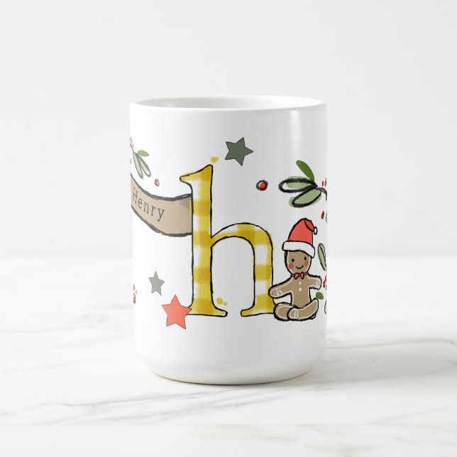 Retro Stil Cute Jul Monogram H med Namn Kaffemugg (Center)
