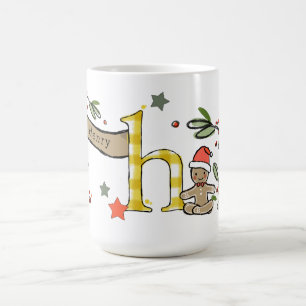 Retro Stil Cute Jul Monogram H med Namn Kaffemugg