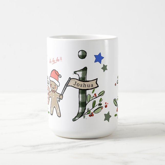 Retro Stil Cute Jul Monogram J med Namn Kaffemugg (Center)