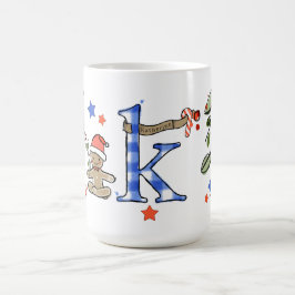 Retro Stil Cute Jul Monogram K med Namn Kaffemugg