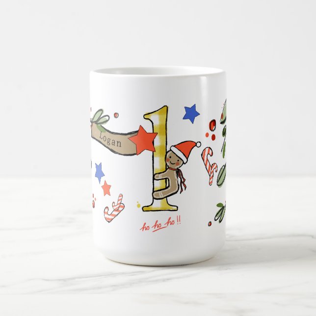 Retro Stil Cute Jul Monogram L med Namn Kaffemugg (Center)