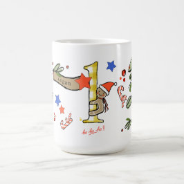 Retro Stil Cute Jul Monogram L med Namn Kaffemugg