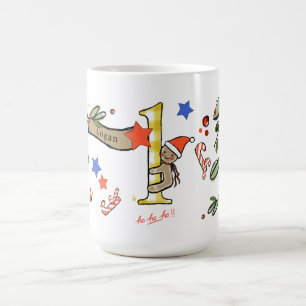 Retro Stil Cute Jul Monogram L med Namn Kaffemugg