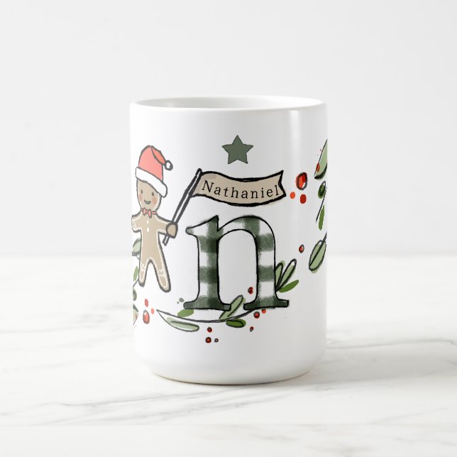 Retro Stil Cute Jul Monogram N med Namn Kaffemugg (Center)
