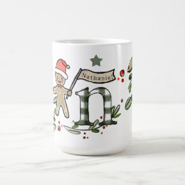 Retro Stil Cute Jul Monogram N med Namn Kaffemugg