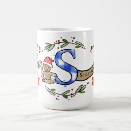 Retro Stil Cute Jul Monogram S med Namn Kaffemugg