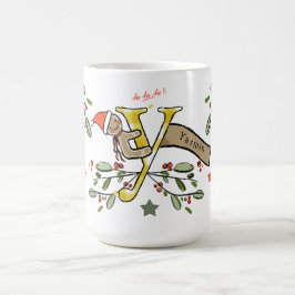 Retro Stil Cute Jul Monogram Y med Namn Kaffemugg
