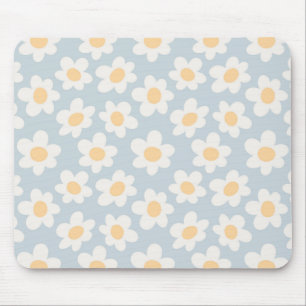 Retro stil-daisy i blomning på blå bakgrund musmatta