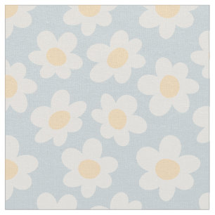 Retro stil-daisy i blomning på blå bakgrund tyg