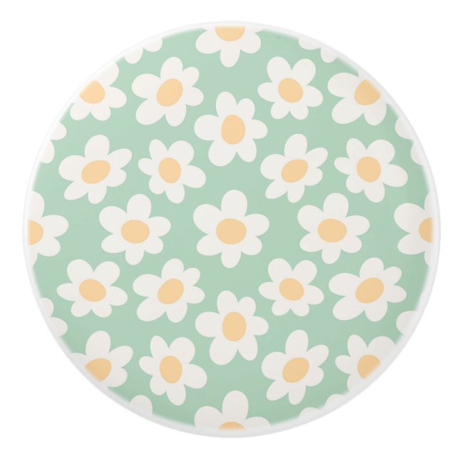 Retro stil-daisy i blomning på gröntens bakgrund knopp (Framsidan)