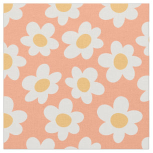 Retro stil-daisy i blomning på orangens bakgrund tyg