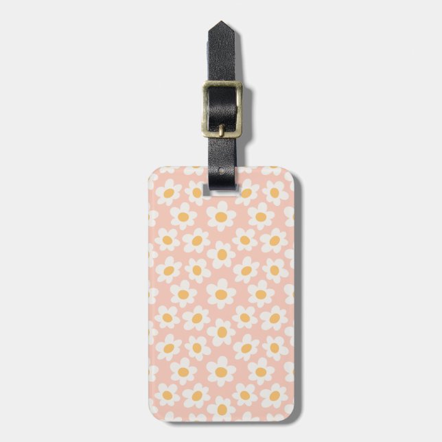 Retro stil-daisy i blomning på rosans bakgrund bagagebricka (Vertikal Framsida)