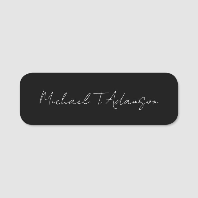 Retro Stil Elegant Plain Simple Calligraphy Black Namnbricka (Framsida)